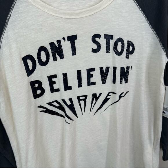 NEW Lucky Brand Graphic T-Shirt Womens M Journey Don’t Stop Believin Raglan - Picture 4 of 7